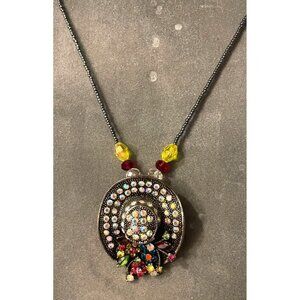 Handcrafted Spring Bonnet Hat W/Multi-colored Stones   #5017